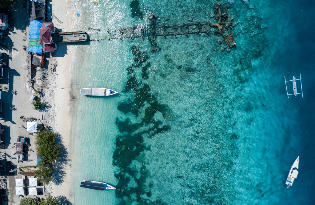 bateau et mer vue du ciel